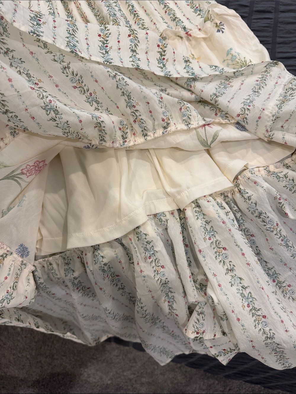 Blu Pepper Cream Floral Ruffle Tiered Maxi Dress - Picture 5 of 7